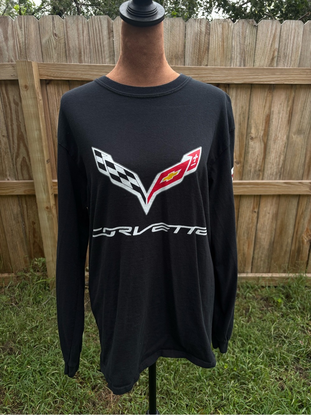 Corvette Black Long-Sleeve Logo Tee